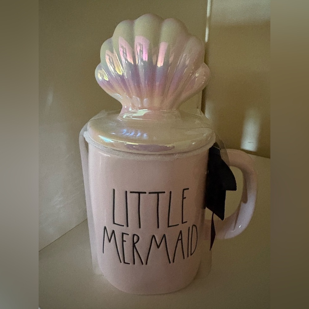 Rae Dunn Little Mermaid Pink Mug with Shell Lid